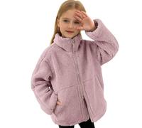 Generisch Chaqueta de forro polar monocolor con doble cremallera para ropa de exterior ideal para niñas en el día a día escolar, Color lila claro., 7-8 años