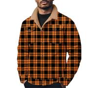 Generisch Chaqueta de forro polar para hombre cálida: chaqueta de invierno a cuadros chaqueta de franela de tallas grandes chaqueta térmica vintage chaqueta exterior con botón hacia abajo chaqueta de