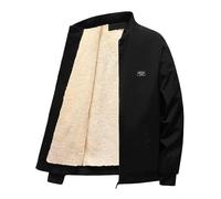 Generisch Chaqueta de forro polar para hombre, chaqueta de entretiempo cálida sin capucha, forro polar, parka de invierno, informal, chaqueta acolchada de forro polar cálido, chaqueta térmica, Negro