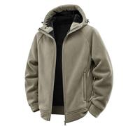 Generisch Chaqueta de forro polar para hombre, chaqueta de invierno cálida de un solo color, chaqueta de entretiempo, práctica chaqueta con capucha, resistente, resistente, chaqueta para el tiempo