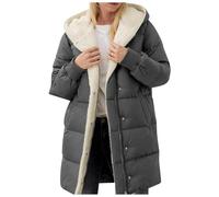 Generisch Chaqueta de forro polar para mujer, abrigo de invierno para mujer, con forro largo, cálido, elegante, chaqueta de invierno con cremallera, capucha, tallas grandes, informal, cómoda, gruesa