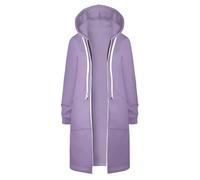 Generisch Chaqueta de forro polar para mujer con bolsillos con cremallera para una comodidad térmica informal y actividades diarias, Color lila claro., XL