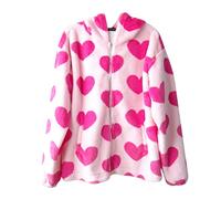 Generisch Chaqueta de invierno Abrigos Invierno Ropa Exterior Casual Fuzzy Cálido Con Bolsillos Forro Polar Mujer Shaggy Cremallera Corazón Estampado Sudaderas Chaquetas Mujer Abrigo Chaqueta con