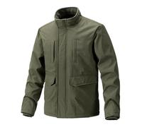Generisch Chaqueta de invierno para hombre, acolchada, cuello alto, chaqueta sencilla y cómoda, chaqueta de trabajo vintage, chaqueta de trabajo con varios bolsillos, para otoño e invierno, Verde