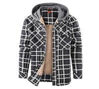 Generisch Chaqueta de invierno para hombre, chaqueta de entrenamiento, chaqueta de invierno para hombre, chaqueta con capucha a cuadros, de terciopelo, resistente al viento, cálida, con tira de