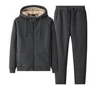 Generisch Chaqueta de invierno para hombre con capucha y pantalones de chándal, sudadera cálida de manga larga con capucha y cordón, pantalones de chándal pantalones de chándal casual chándal
