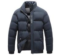 Generisch Chaqueta de Invierno para Hombre Sin Capucha, Acolchada, Cálida, Anorak Monocolor, Híbrida, Con Cuello Alto, Parka Gruesa