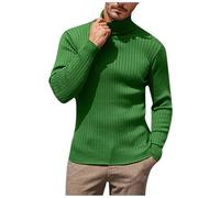 Generisch Chaqueta de invierno para hombre y hombre, monocolor, cuello alto, suéter de ocio, suelto y cómodo, de negocios, suéter de punto cálido, verde, 3XL