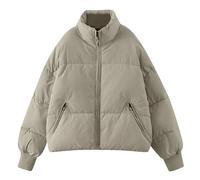 Generisch Chaqueta de invierno para mujer, abrigo cálido con capucha y cremallera sólida, abrigo grueso inferior elegante chaquetas abrigos ropa de abrigo, verde, M