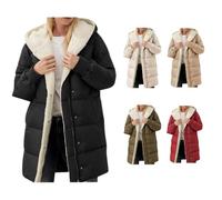 Generisch Chaqueta de invierno para mujer, abrigo de invierno para mujer, largo y cálido, elegante, chaqueta de invierno con cremallera, capucha, tallas grandes, informal, cómoda, gruesa, chaqueta de