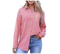 Generisch Chaqueta de invierno para mujer, camisa a cuadros de manga larga para mujer, camisa de franela con botones, camisas de Shackets Business Casual Blusas, RD1., L