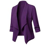 Generisch Chaqueta de invierno para mujer Cárdigan Chaqueta frontal Abrir Abrigo largo abierto Mujeres Casual Manga sólida Abrigo de mujer, morado, M