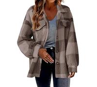 Generisch Chaqueta de invierno para mujer con forro polar, chaqueta de forro polar para mujer, abrigo de entretiempo, tallas grandes, forro polar de peluche, camisa cálida a cuadros, resistente al
