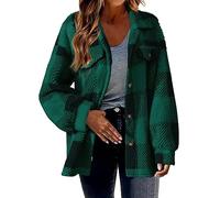 Generisch Chaqueta de invierno para mujer con forro polar, chaqueta de forro polar para mujer, abrigo de entretiempo, tallas grandes, forro polar de peluche, camisa cálida a cuadros, resistente al