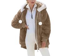 Generisch Chaqueta de invierno para mujer, forro polar, chaqueta de forro polar para mujer, chaqueta ligera de piel sintética, chaqueta de felpa cálida, sudadera de felpa de invierno, resistente al