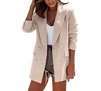 Generisch Chaqueta de invierno para mujer, gabardina, chaqueta casual para mujer, manga larga, abrigo cruzado, abrigo, chaqueta, beige, XXL