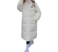 Generisch Chaqueta de invierno para mujer, longitud media, longitud hasta la rodilla, aislada, engrosada, capucha holgada, chaqueta de plumón, chaqueta de algodón, no compatible con el poder del horno