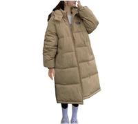 Generisch Chaqueta de invierno para mujer, longitud media, longitud hasta la rodilla, aislada, engrosada, capucha holgada, chaqueta de plumón, chaqueta de algodón, no compatible con el poder del horno