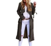 Generisch Chaqueta de lana para mujer Gabardina larga para mujer con frente abierto, manga larga, estrecha, informal, con bolsillos, abrigo resistente al viento con cinturón, bonito abrigo para mujer