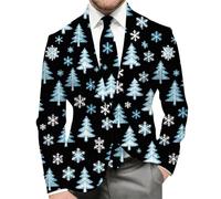Generisch Chaqueta de Navidad para hombre con estampado festivo integral, blazer moderno para fiestas y días festivos, chaqueta llamativa para una apariencia humorística, Style_i14 Negro, XL
