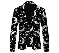 Generisch Chaqueta de Navidad para hombre con estampado festivo integral, blazer moderno para fiestas y días festivos, chaqueta llamativa para una apariencia humorística, Style_i08 Negro, XXL