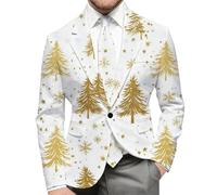 Generisch Chaqueta de Navidad para hombre con estampado festivo integral, blazer moderno para fiestas y días festivos, chaqueta llamativa para una apariencia humorística, Style_i07 Blanco, S