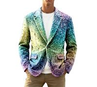 Generisch Chaqueta de pana brillante con diseño de carnaval para ocasiones festivas. Elegante ropa de noche con moderno patrón de lentejuelas, Verde claro., XL