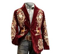 Generisch Chaqueta de pana navideña para hombre, chaqueta navideña de manga larga, deportiva, traje festivo, divertido motivo navideño, chaqueta de traje, carnaval, blazer navideño, traje navideño, 07