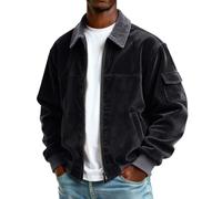 Generisch Chaqueta de pana para hombre, cuello de solapa, chaqueta bomber con bolsillos, chaqueta de invierno cálida, resistente al viento, chaqueta de entretiempo, tallas grandes, chaqueta para el