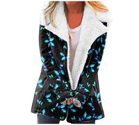 Generisch Chaqueta de peluche para mujer, abrigo cálido de invierno estampado de una sola botonadura, manga larga, talla grande, abrigo, chaqueta con bolsillo, azul oscuro, XL