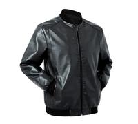 Generisch Chaqueta de piel para hombre, chaqueta bomber de piel, cremallera completa, chaqueta de piel sintética, chaqueta de piel sintética, chaqueta vintage de poliuretano, chaqueta urbana Y2K Hip