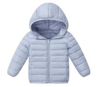 Generisch Chaqueta de plumón para niños, chaqueta acolchada de invierno para niños y niñas, corta, monocolor, chaqueta forrada cálida para exteriores para niños pequeños y escolares, 1 azul cielo, 4-5
