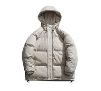 Generisch Chaqueta de plumón unisex con capucha, chaqueta acolchada para hombre, ligera, monocolor, parka de invierno, chaqueta con capucha, impermeable, chaqueta de exterior, corte holgado, chaqueta