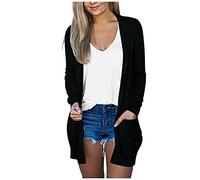 Generisch Chaqueta de punto de cachemira ropa de abrigo mujeres manga larga bolsillos mujer abrigo de mujer camisa vaquera mujer, Negro , 3XL