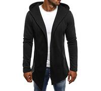 Generisch Chaqueta de punto larga con capucha, abrigo de invierno para hombre, chaqueta de forro polar con cremallera, chaqueta tradicional tradicional con bolsillos, chaqueta de entretiempo, chaqueta
