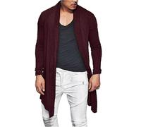 Generisch Chaqueta de punto para hombre, chaqueta de entretiempo, asimétrica, larga, muscular, transparente, camisa de malla de manga larga, top fino, chaqueta de verano, bata de manga larga, capa