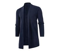 Generisch Chaqueta de punto para hombre de manga larga, camisa de punto abierta, chaqueta de ocio, chaqueta fina, monocolor, moderno, suéter de negocios, sudadera con bolsillos, chaqueta de invierno