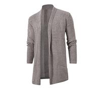 Generisch Chaqueta de punto para hombre de manga larga, camisa de punto abierta, chaqueta de ocio, chaqueta fina, monocolor, moderno, suéter de negocios, sudadera con bolsillos, chaqueta de invierno
