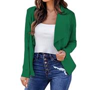 Generisch Chaqueta de punto para mujer, color beige, corta, manga larga, elegante, deportiva, entallada, chaqueta de traje, con parte delantera abierta, chaqueta de traje, chaqueta de negocios ligera