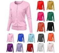 Generisch Chaqueta de punto para mujer ligera y elegante, Rojo sandía, S