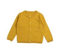 Generisch Chaqueta de punto para niña, material suave con manga larga, cuello redondo para trajes infantiles a la moda, Ye2, 6 años