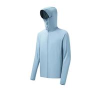 Generisch Chaqueta de running para hombre UV 50+, transpirable, chaqueta deportiva de manga larga, con bolsillo, camiseta deportiva con cremallera, visera deportiva, ala extraíble, fitness, correr