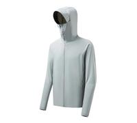 Generisch Chaqueta de running para hombre UV 50+, transpirable, chaqueta deportiva de manga larga, con bolsillo, camiseta deportiva con cremallera, visera deportiva, ala extraíble, fitness, correr