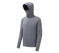 Generisch Chaqueta de running para hombre UV 50+, transpirable, chaqueta deportiva de manga larga, con bolsillo, camiseta deportiva con cremallera, visera deportiva, ala extraíble, fitness, correr