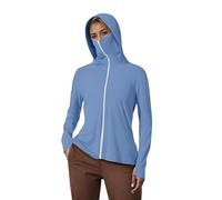 Generisch Chaqueta de sol para mujer, chaqueta ligera con protección UV, con máscara facial, fina, ligera, transpirable, manga larga, con cremallera, verano, exterior, ciclismo, deportiva, para mujer