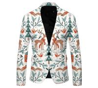 Generisch Chaqueta de traje de Navidad para hombre, diseño de copo de nieve, elegante, para ocasiones festivas, caqui, 3XL