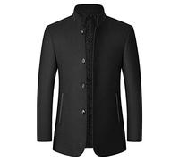 Generisch Chaqueta de traje deportiva para hombre, corte ajustado, elegante, lujosa, informal, cuello alto, abrigo de lana, abrigo largo de entretiempo, para bodas, fiestas, festivos, bailes de
