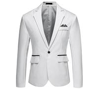 Generisch Chaqueta de traje informal de un solo color con para banquete de boda, para hombre, moderno atuendo de negocios, Blanco, 4XL