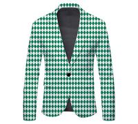 Generisch Chaqueta de traje para hombre, diseño de bloque de mil rejillas, informal, moderna, contemporánea, de alta calidad, verde, M
