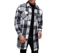 Generisch Chaqueta deportiva informal para hombre con botones largos bolsillos dobles para el día a día y el tiempo libre, Negro , XL